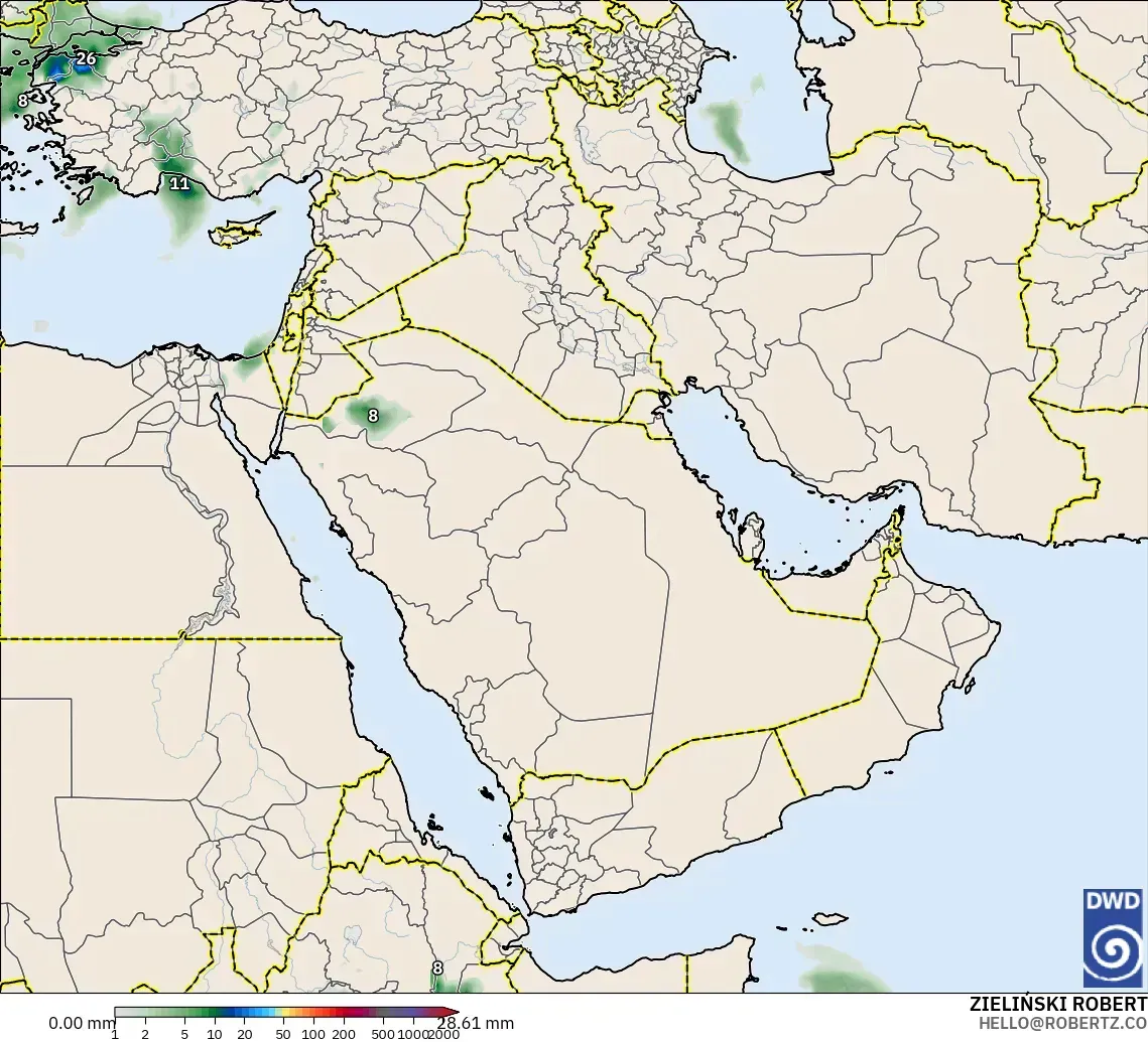 ICON model - Middle East, Precipitation Accumulation