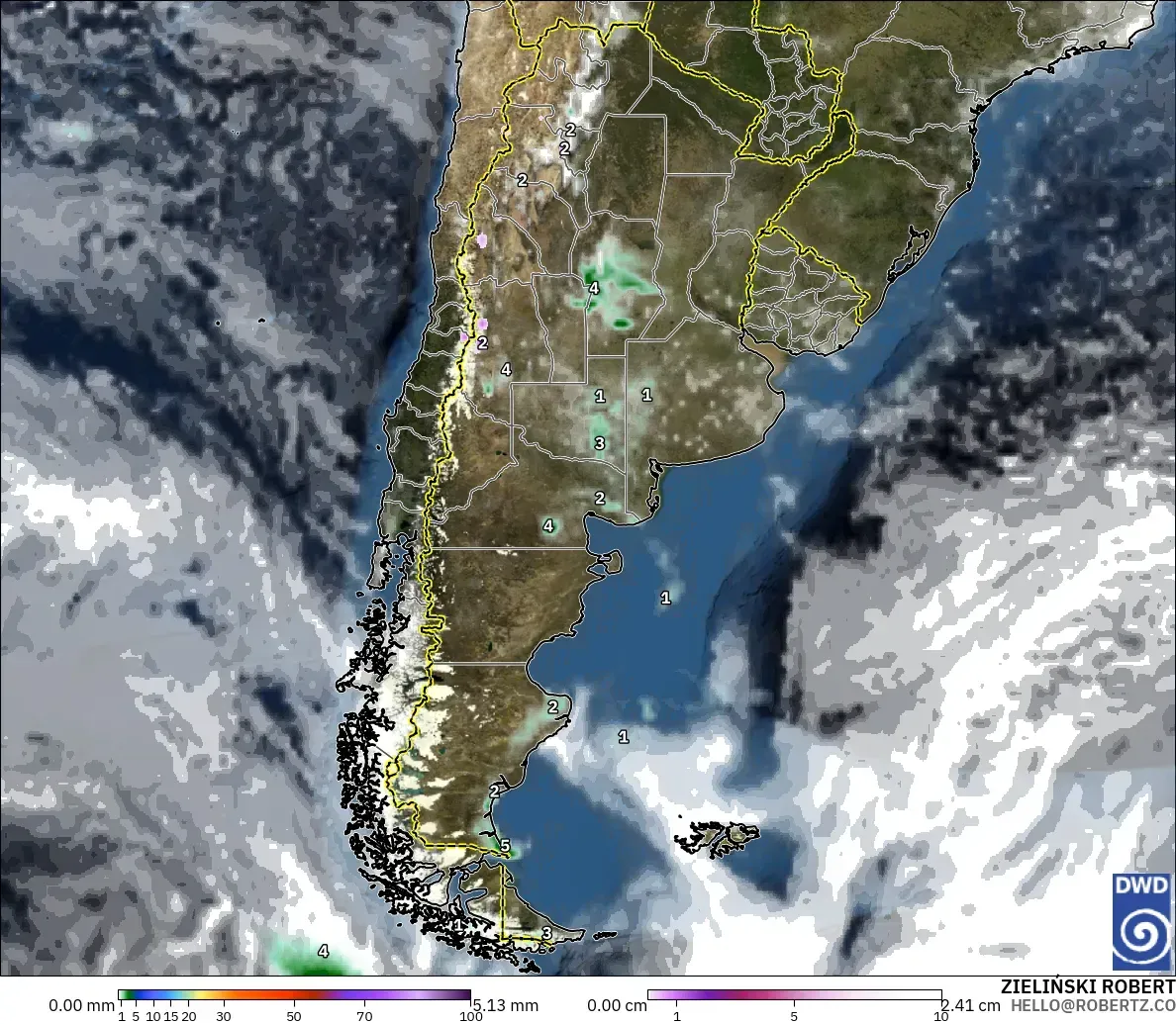 ICON model - Argentina, Precipitation, Clouds, and Pressure