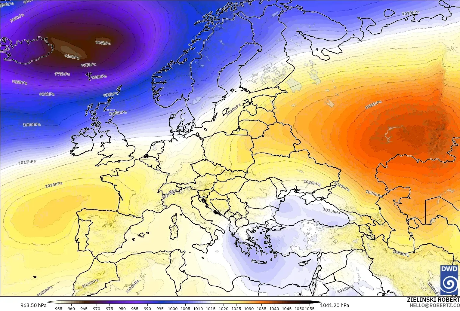 ICON model - Europe, Pressure
