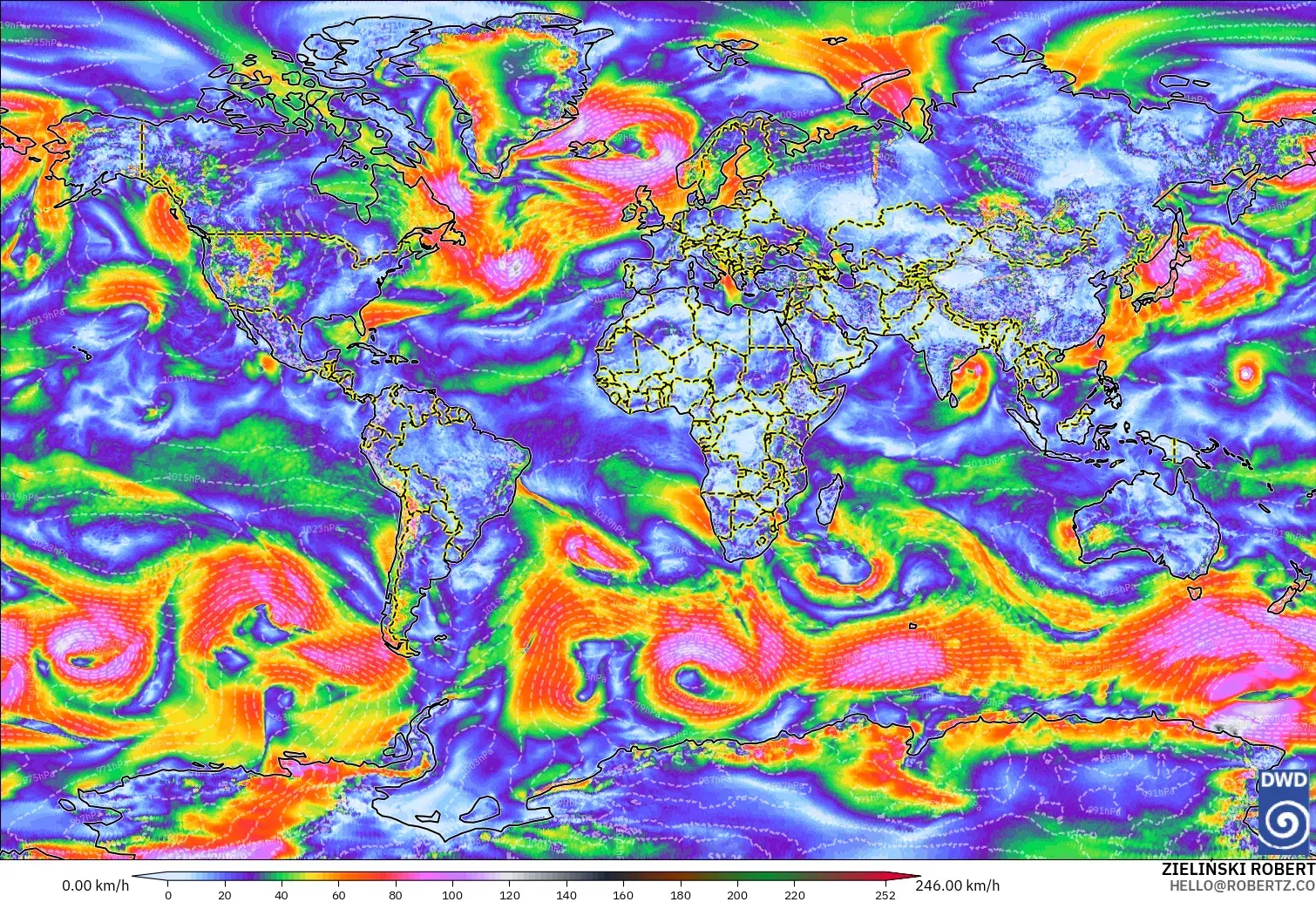 ICON model - World, Wind Gusts
