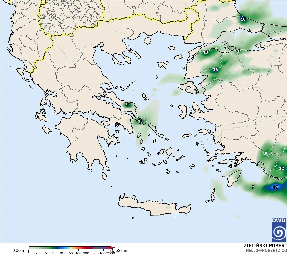 ICON model - Greece, Precipitation Accumulation