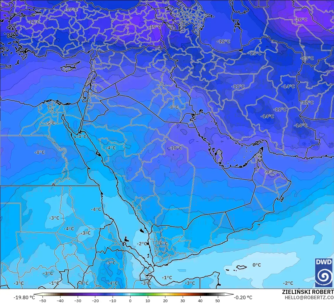ICON model - Middle East, Temperature at 500hPa