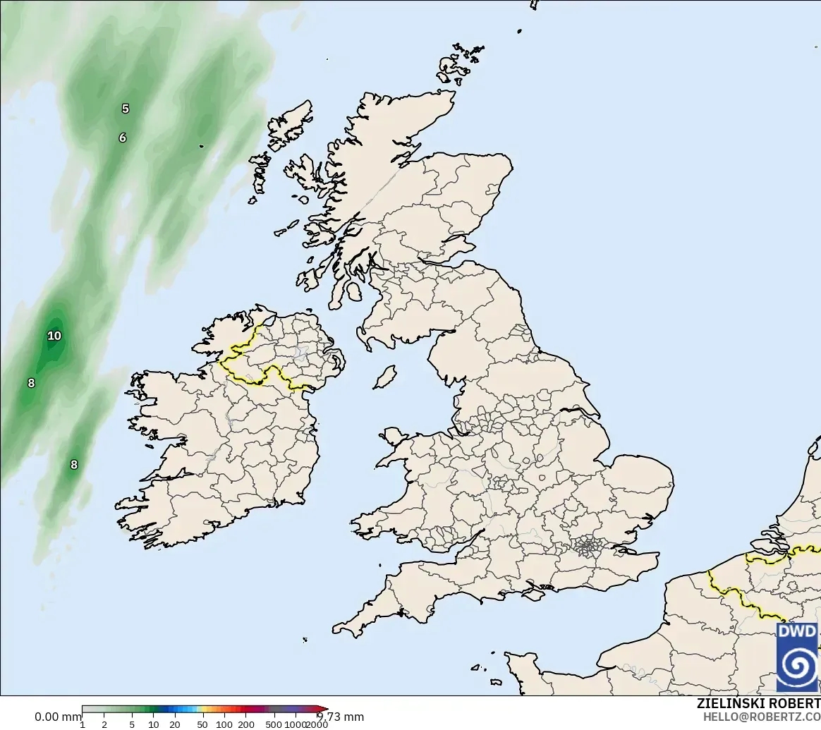 ICON model - United Kingdom, Precipitation Accumulation