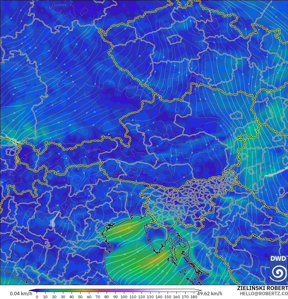 ICON model - Austria, Wind at 10m