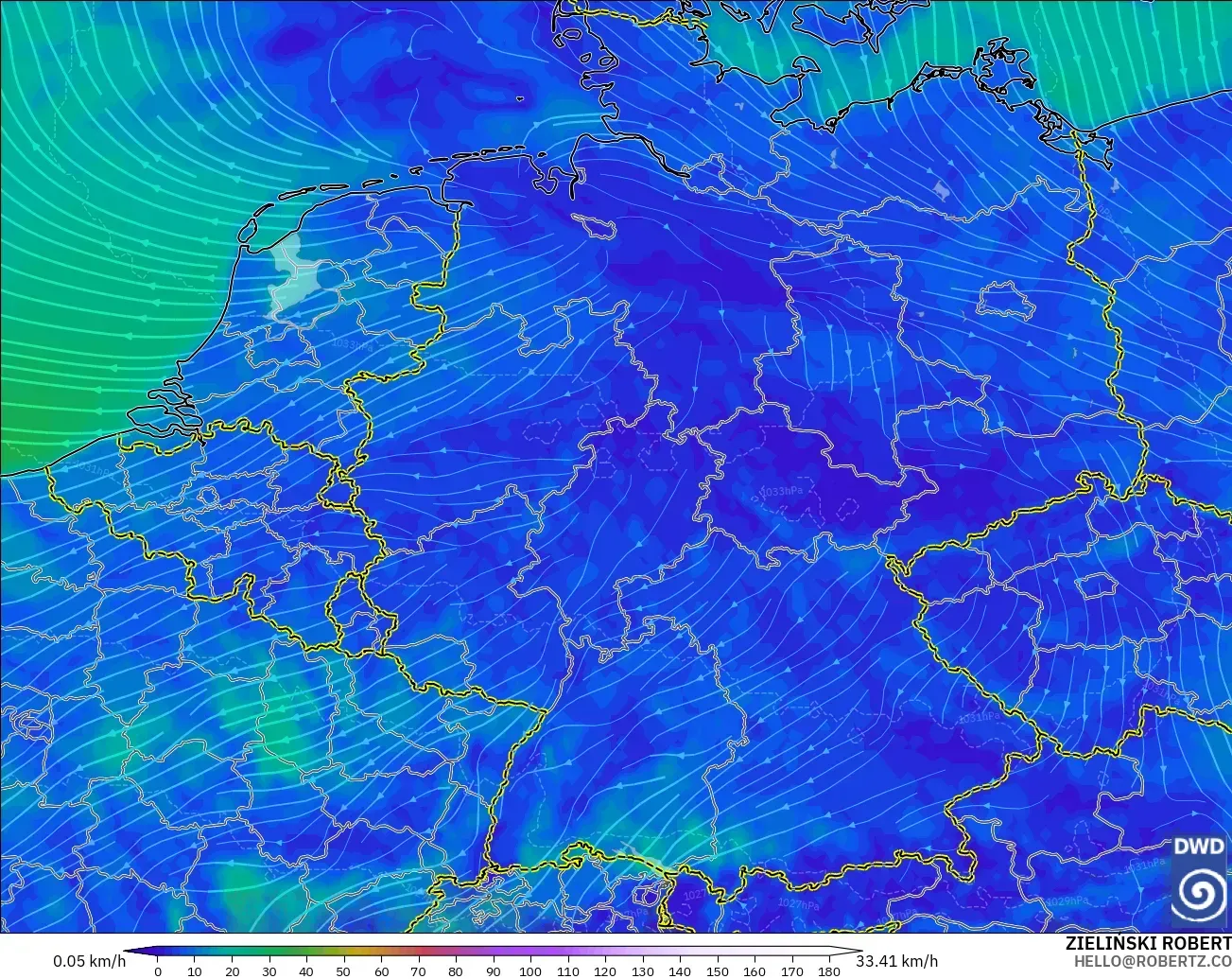 ICON model - Germany, Wind at 10m
