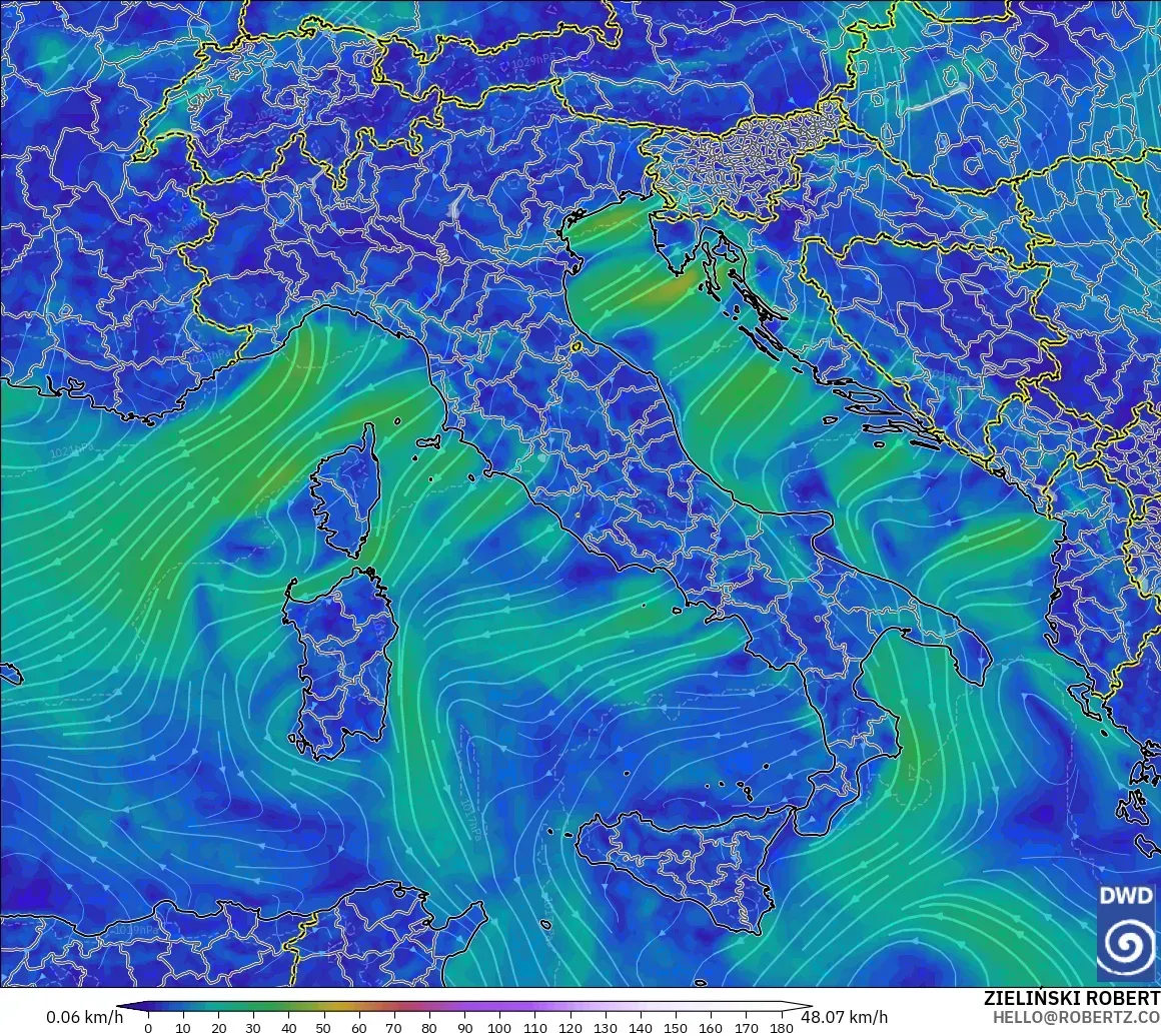 ICON model - Italy, Wind at 10m